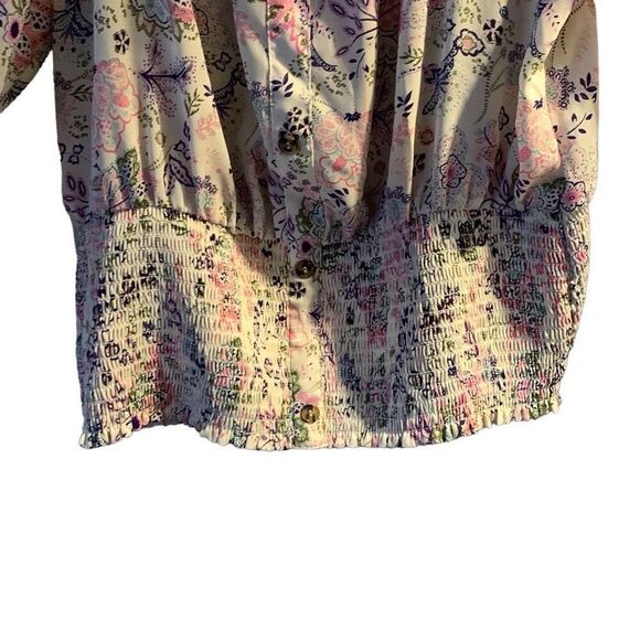Pre Owned Women’s NOBO No Boundaries Blouse Banded Wrist Waist Sz XXL Floral - Picture 2 of 7